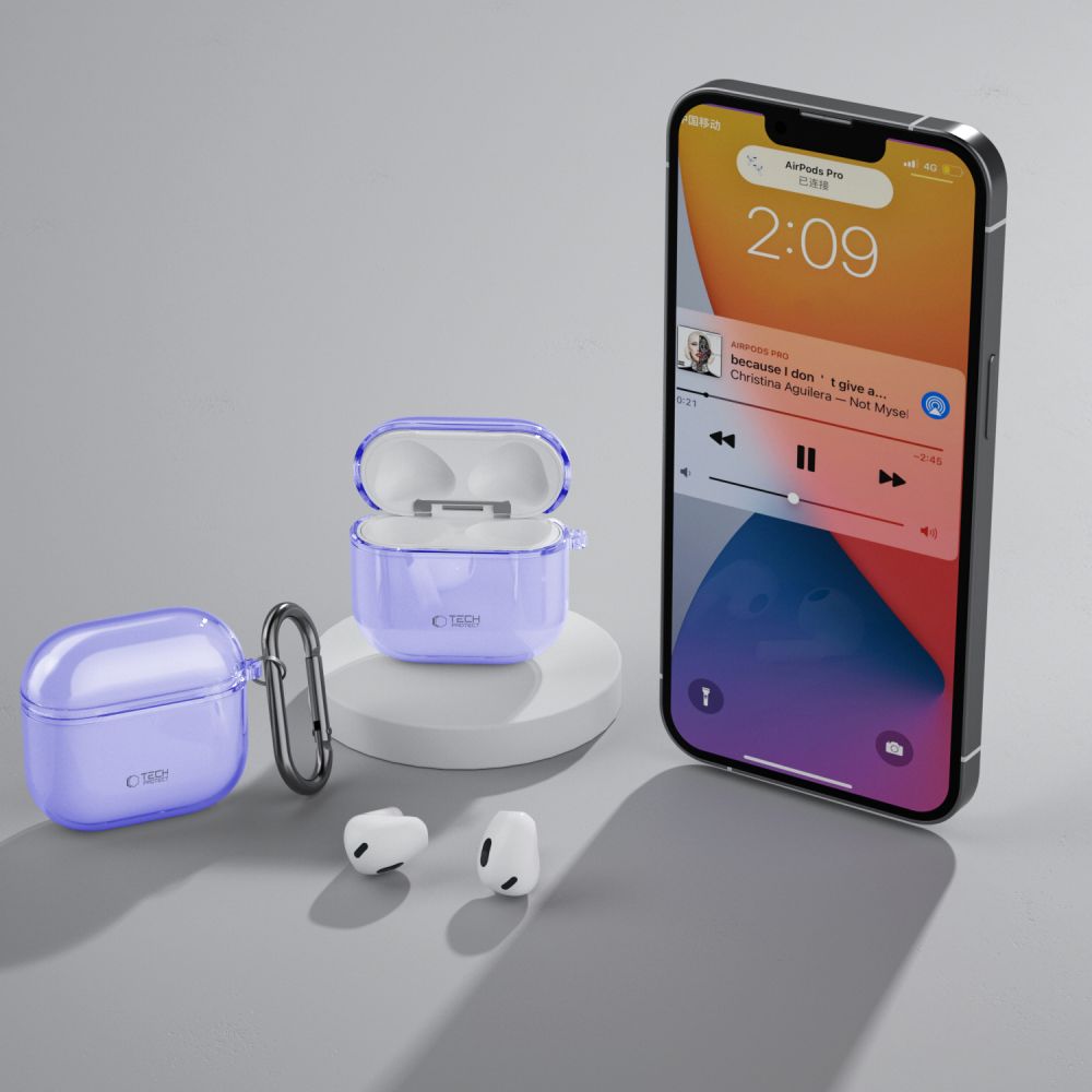 Etui Tech-Protect Flexair do Apple AirPods 4, przezroczysto-fioletowe